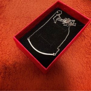 Silver crystal Smile bar necklace